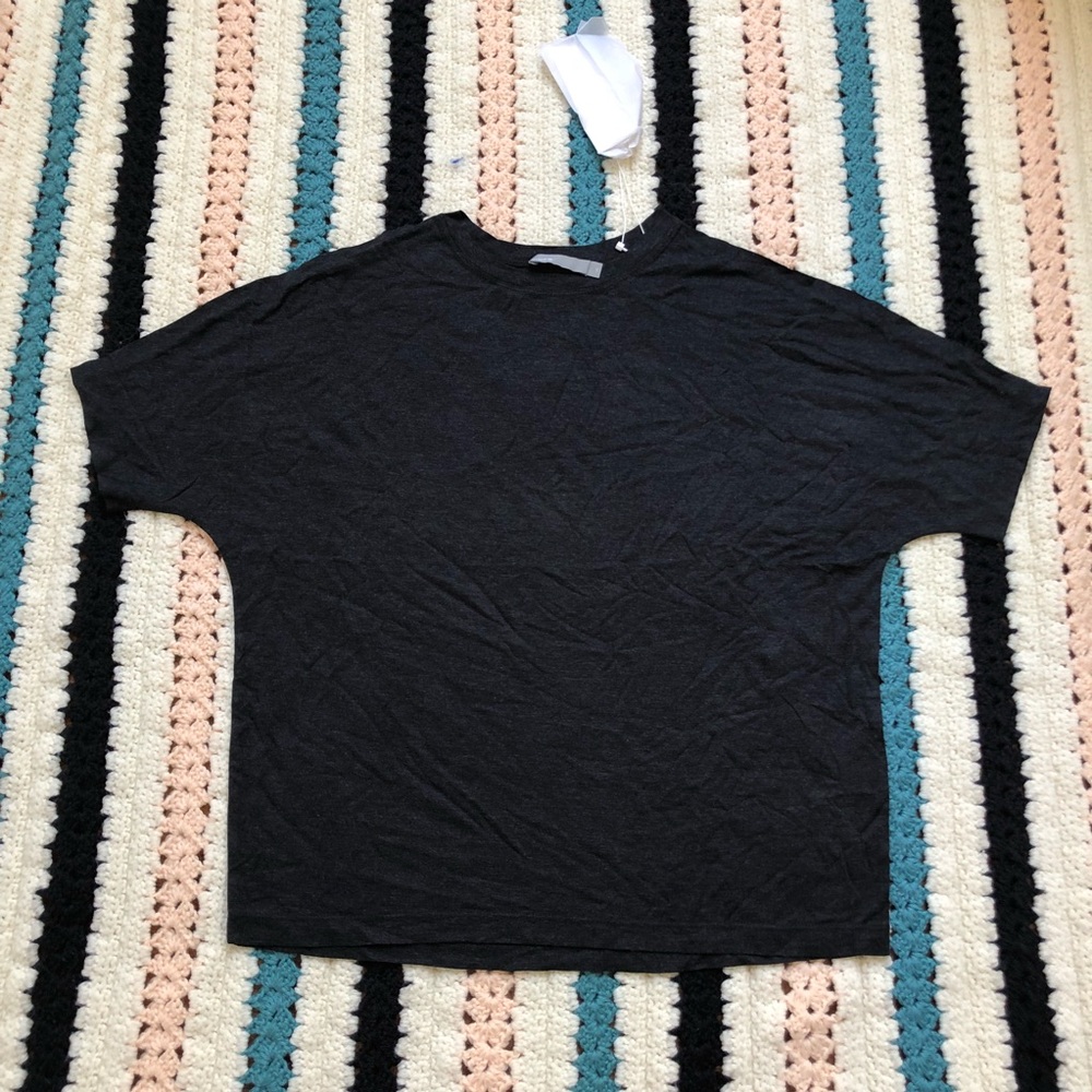 VINCE short Sleeve Dolman Tee Heather Black - Picture 3 of 7